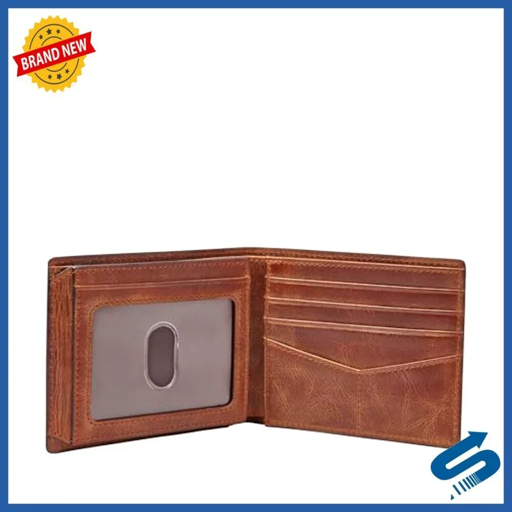 Men's RFID-Blocking Leather Bifold Wallet with ID Window